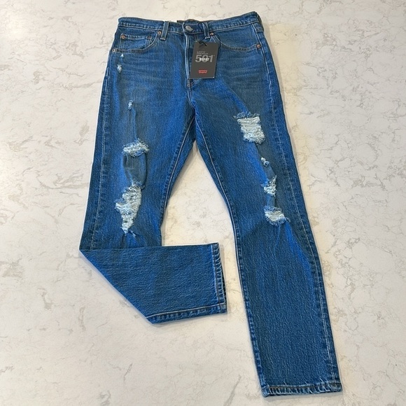 Levi's Premium 501 S Big E Women's Buttonfly Distressed Skinny Jeans Size 28x28 - Picture 7 of 16